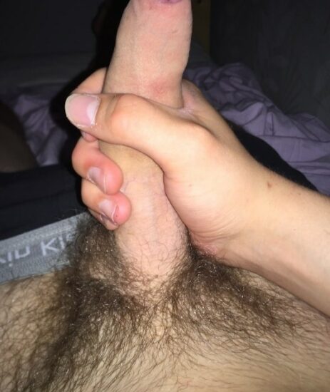 Jerking off hairy cock
