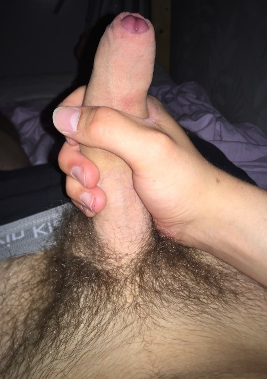 Jerking off hairy cock