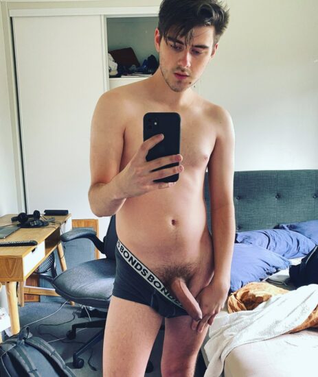 Uncut dick out of undies